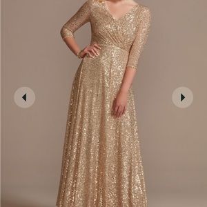 Oleg Cassini gold sequin formal dress size 10